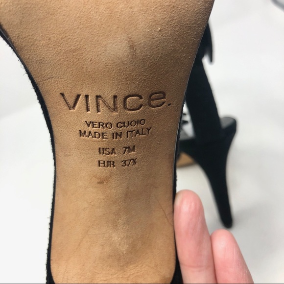 Vince Black Suede Gita Heeled Sandals US 7/ 37.5 - Picture 11 of 12